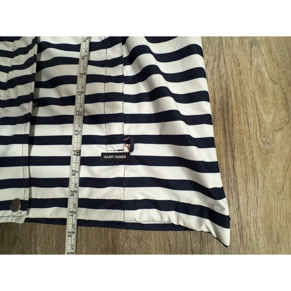 Saint James Mademoiselle Breton stripe Navy Blue‎ rain jacket Women Sz US 8